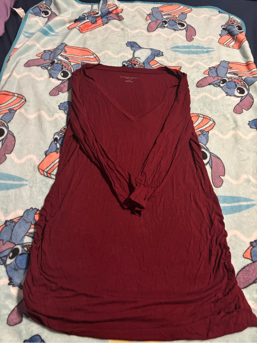Liz Lange Burgundy V-Neck Long Sleeve Tunic